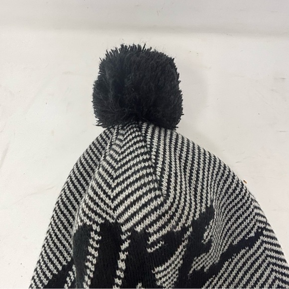 NIKE Fold over TENNESSEE VOLUNTEERS Black White Striped Beanie Pom Pom Adult OS - Picture 5 of 10